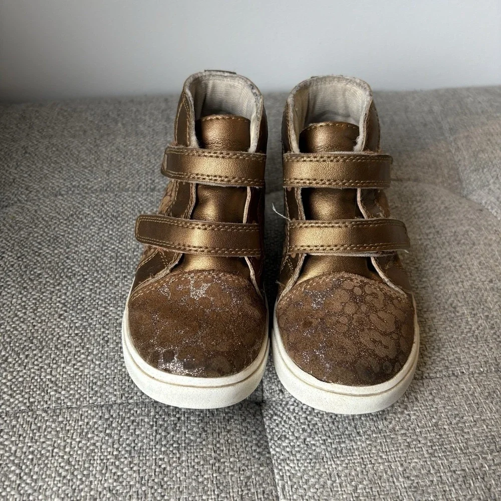 UGG Rennon ll‎ High Top Toddler Girl SneakersSize9 Glitter Leopard Hook and Loop